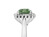 White gold Fancy Green Cushion  Cut Diamond Halo Ring with Solitaire Band and Prong Setting_58