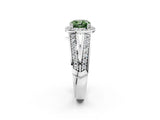 White gold Fancy Green Cushion Cut Diamond Halo Ring with Split Shank Pavé Band and Four-Prong Setting_14