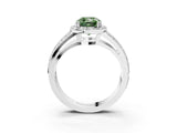 White gold Fancy Green Cushion Cut Diamond Halo Ring with Split Shank Pavé Band and Four-Prong Setting_37