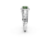 White gold Fancy Green Cushion Cut Diamond Halo Ring with Split Shank Pavé Band and Four-Prong Setting_40