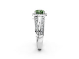 White gold Fancy Green Cushion Cut Diamond Halo Ring with Split Shank Pavé Band and Four-Prong Setting_62