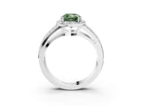 White gold Fancy Green Cushion Cut Diamond Halo Ring with Split Shank Pavé Band and Four-Prong Setting_63