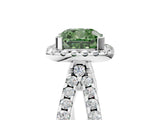 White gold Fancy Green Cushion Cut Diamond Halo Ring with Split Shank Pavé Band and Prong Setting_84
