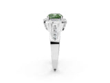 White gold Fancy Green Cushion Cut Diamond Halo Ring with Split Shank and Bezel Accents and Prong Setting_2