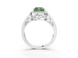 White gold Fancy Green Cushion Cut Diamond Halo Ring with Split Shank and Bezel Accents and Prong Setting_3