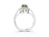 White gold Fancy Green Cushion Cut Diamond Halo Ring with Split Shank and Four-Prong Setting_61