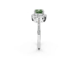 White gold Fancy Green Cushion Cut Diamond Halo Ring with Split Shank and Four-Prong Setting_64