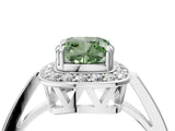 White gold Fancy Green Cushion Cut Diamond Halo Ring with Split Shank and Four-Prong Setting_66