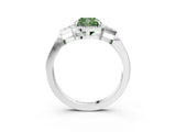 White gold Fancy Green Cushion Cut Diamond Halo Ring with Tapered Band and Four-Prong Setting_22
