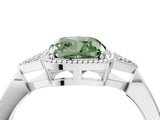 White gold Fancy Green Cushion Cut Diamond Halo Ring with Tapered Band and Four-Prong Setting_23