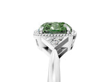White gold Fancy Green Cushion Cut Diamond Halo Ring with Tapered Band and Four-Prong Setting_24
