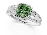 White gold Fancy Green Cushion Cut Diamond Halo Split Shank Engagement Ring_52