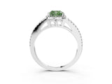 White gold Fancy Green Cushion Cut Diamond Halo Split Shank Engagement Ring_54