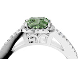 White gold Fancy Green Cushion Cut Diamond Halo Split Shank Engagement Ring_55