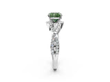 White gold Fancy Green Cushion Cut Diamond  Halo Twist Band Solitaire Prong Setting Ring_15