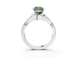 White gold Fancy Green Cushion Cut Diamond  Halo Twist Band Solitaire Prong Setting Ring_16