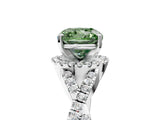 White gold Fancy Green Cushion Cut Diamond  Halo Twist Band Solitaire Prong Setting Ring_18