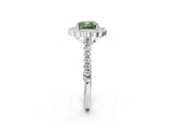 White gold Fancy Green Cushion  Cut Diamond Milgrain Floral Halo Engagement Ring with Pavé Band_17