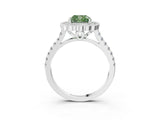 White gold Fancy Green Cushion  Cut Diamond Milgrain Floral Halo Engagement Ring with Pavé Band_18