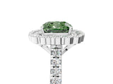 White gold Fancy Green Cushion  Cut Diamond Milgrain Floral Halo Engagement Ring with Pavé Band_20