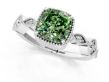 White gold Fancy Green Cushion  Cut Diamond Milgrain Marquise Band with Prong Setting_4