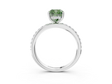 White gold Fancy Green Cushion  Cut Diamond Pavé Band Ring with Four-Prong Setting_44