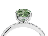 White gold Fancy Green Cushion  Cut Diamond Pavé Band Ring with Four-Prong Setting_45