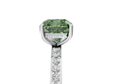 White gold Fancy Green Cushion  Cut Diamond Pavé Band Ring with Four-Prong Setting_46
