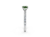 White gold Fancy Green Cushion Cut Diamond Pavé Band Solitaire Ring with Prong Setting_72