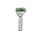 White gold Fancy Green Cushion Cut Diamond Pavé Band Solitaire Ring with Prong Setting_75