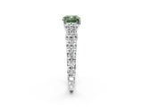 White gold Fancy Green Cushion  Cut Diamond Pavé Band Solitaire with Four-Prong Setting_17