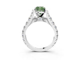 White gold Fancy Green Cushion  Cut Diamond Pavé Band Solitaire with Four-Prong Setting_18