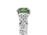 White gold Fancy Green Cushion  Cut Diamond Pavé Band Solitaire with Four-Prong Setting_20