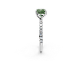 White gold Fancy Green Cushion  Cut Diamond Pavé Band Solitaire with Four-Prong Setting_5