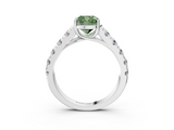 White gold Fancy Green Cushion  Cut Diamond Pavé Band Solitaire with Four-Prong Setting_6
