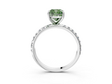 White gold Fancy Green Cushion  Cut Diamond Pavé Band Solitaire with Four-Prong Setting_6