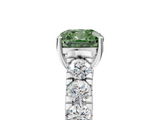 White gold Fancy Green Cushion  Cut Diamond Pavé Band Solitaire with Four-Prong Setting_8
