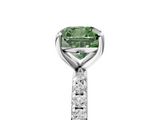 White gold Fancy Green Cushion  Cut Diamond Pavé Band Solitaire with Four-Prong Setting_8