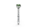 White gold Fancy Green Cushion  Cut Diamond Pavé Band with Four-Prong Setting_14