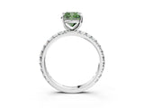 White gold Fancy Green Cushion  Cut Diamond Pavé Band with Four-Prong Setting_15