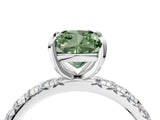 White gold Fancy Green Cushion  Cut Diamond Pavé Band with Four-Prong Setting_16