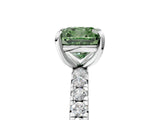 White gold Fancy Green Cushion  Cut Diamond Pavé Band with Four-Prong Setting_17