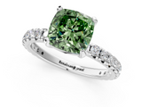 White gold Fancy Green Cushion  Cut Diamond Pavé Band with Four-Prong Setting_41