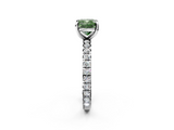 White gold Fancy Green Cushion  Cut Diamond Pavé Band with Four-Prong Setting_42