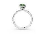 White gold Fancy Green Cushion  Cut Diamond Pavé Band with Four-Prong Setting_43
