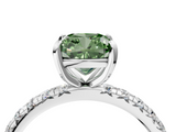 White gold Fancy Green Cushion  Cut Diamond Pavé Band with Four-Prong Setting_44