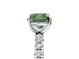 White gold Fancy Green Cushion  Cut Diamond Pavé Band with Four-Prong Setting_45