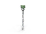 White gold Fancy Green Cushion Cut Diamond Pavé Engagement Ring with Round  Accents and Prong Setting_124
