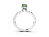 White gold Fancy Green Cushion Cut Diamond Pavé Engagement Ring with Round  Accents and Prong Setting_125
