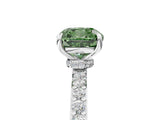 White gold Fancy Green Cushion Cut Diamond Pavé Engagement Ring with Round  Accents and Prong Setting_125